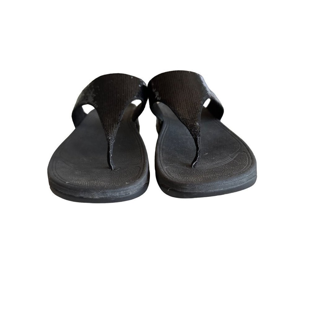 Fitflop Womens Black Sequined Thong Sandals Size 10 Comfort vacation - Picture 2 of 7